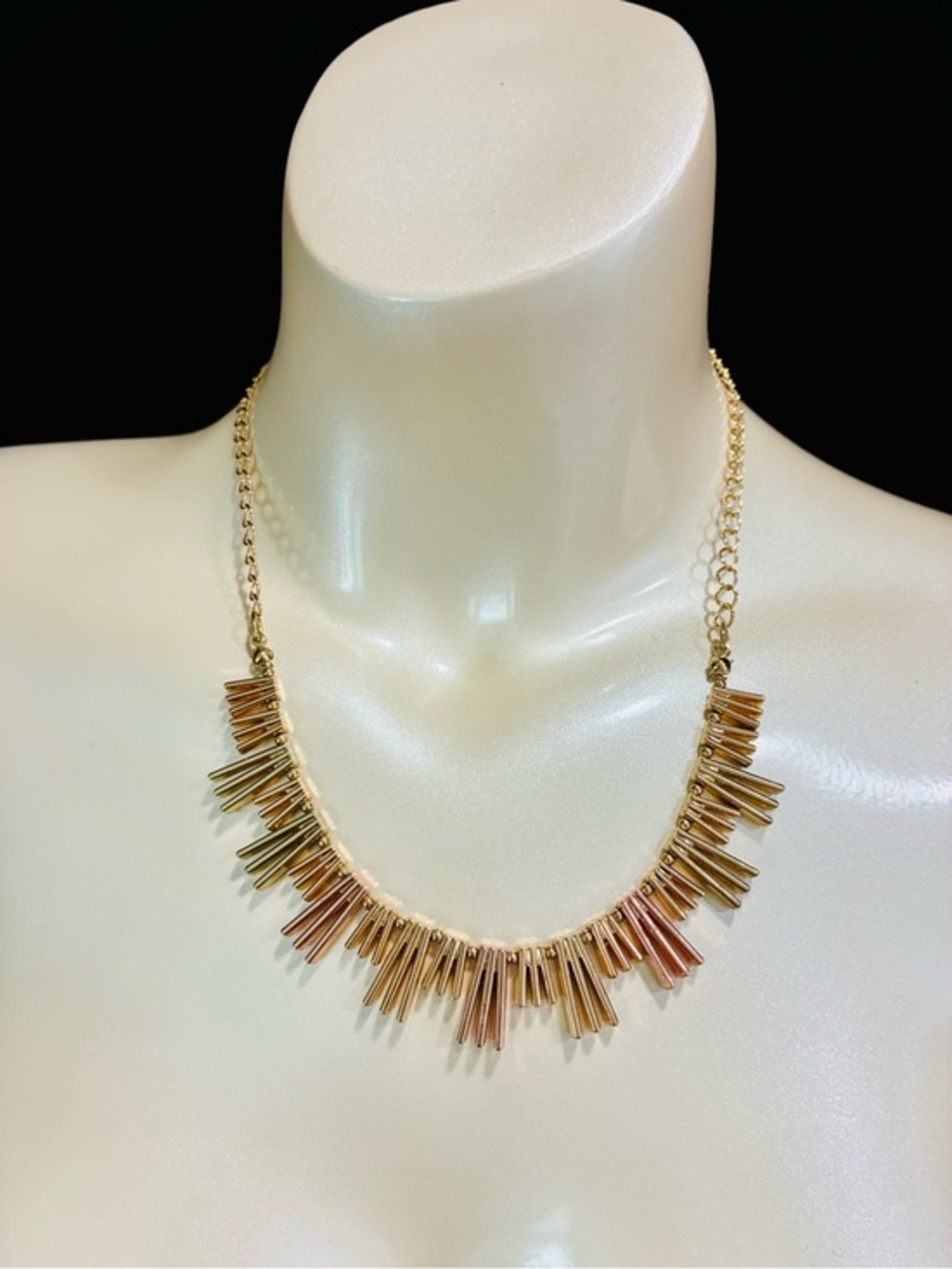 Gold Spike Fringe Necklace - Elegant Women's Jewelry Boho Festival